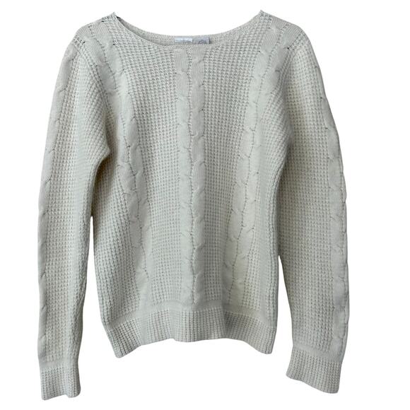 Vintage Silk angora cable knit fisherman sweater Y2K quiet luxury soft warm S - Picture 1 of 13